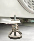 Heavy-Duty spring isolator with adjustable leveling feet and floor-standing base, 1.97 inch diameter, M8 threads, installed view