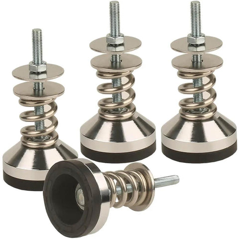 Heavy-Duty spring isolator with adjustable leveling feet and floor-standing base, 1.97 inch diameter, M8 threads, front view