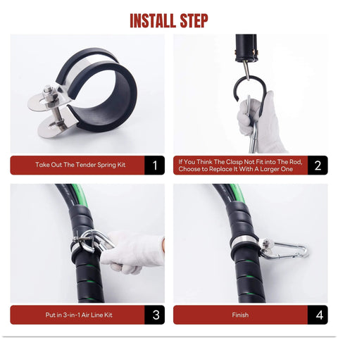 Instructions for installing 25 Inch Double Tender Spring Kit For Semi Trucks And Trailers Heavy Duty Air Line Hose.