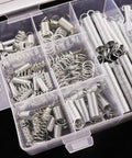 200 Piece Compression and Extension Spring Kit With Plastic Storage Box, 20 Sizes of Small Metal Coil Springs for Auto
