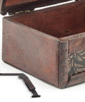 2Pcs Spring Lid Support Hinges for Wooden Chest Box with Fold Down and Swing Down Function shown with open wooden chest