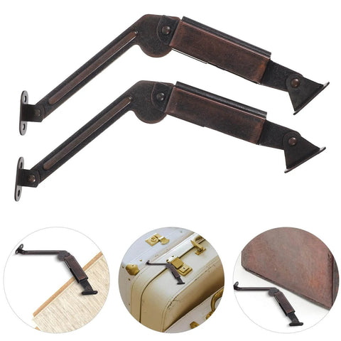 2Pcs Spring Lid Support Hinges for Wooden Chest Box with Fold Down and Swing Down Function, Heavy Duty Cabinet Door Lift Up Hardware