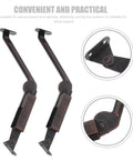 2Pcs Spring Lid Support Hinges for Wooden Chest Box with Fold Down and Swing Down Function, shown in detail