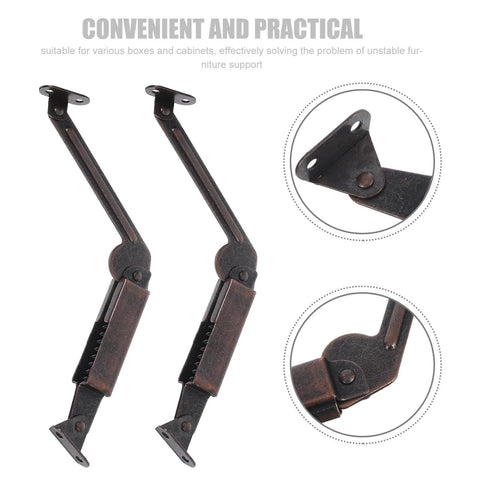 2Pcs Spring Lid Support Hinges for Wooden Chest Box with Fold Down and Swing Down Function, shown in detail