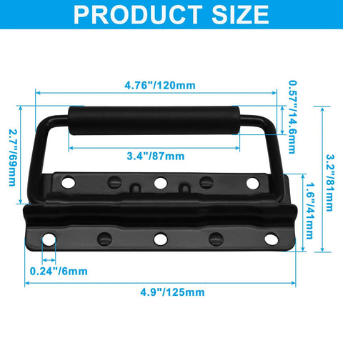 3 Pack Spring Loaded Chest Handles 4.9 Inch Heavy Duty Surface Mount Stainless Steel With Rubber Grip for Toolboxes, Chrome Finish
