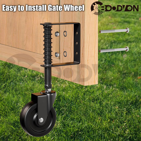 4 Inch Spring Loaded Swivel Gate Caster With Shock Absorbing Spring 360 Degree Rolling 220 Lb Capacity Black Finish installed