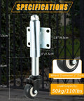 Specifications of 2 Inch Spring Loaded Gate Caster Set Of 2 With TPU Wheels, showing dimensions, load capacity, and design features.