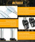 2 Inch Spring Loaded Gate Caster Set Of 2 With TPU Wheels, Heavy Duty Gate Rollers, Detail View Showing Materials and Features