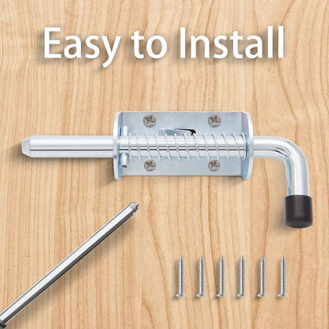 2 Pack 5 Inch Spring Loaded Gate Latch Pin Heavy Duty Barrel Bolt Spring Latch For Cabinets Sheds Trailers And Equipment Chrome Finish