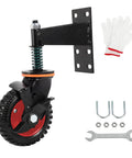 Six Inch Gate Wheels With Brake For Metal Swing Tube Gates And Wooden Fence Gates, Spring Loaded Vertical Spring For Height Compensation, 360 Degree Swivel With Smooth Rotation, Supports Up To 500 Lbs