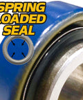 Close-up of a spring loaded seal from Heavy Duty Switch 2 Front Wheel Bearing Rebuild Kit With Axle Sleeve For Scag Lawn Mowers 43581 482621 482622 43584 304 Stainless Steel Axle And Upgraded Spring Loaded Seals