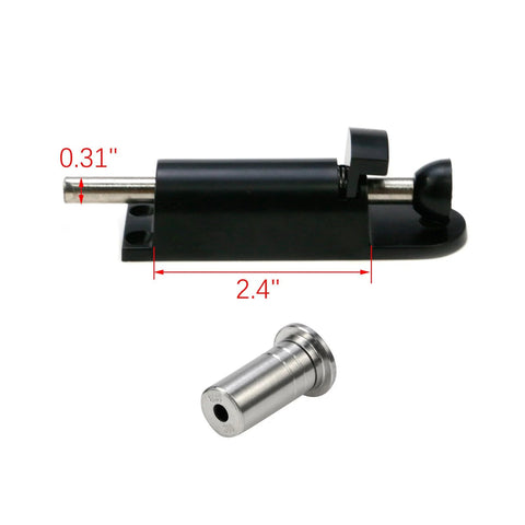 Spring Loaded Sliding Door Lock Black Heavy Duty Foot Operated Kick Lock Zinc Alloy For Sliding Glass Doors And Patio Doors Secure Latch shown with measurements