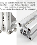 24 Pack Roll In Spring Loaded M8 T Nuts For 4040 Aluminum Extrusion, Half Round Roll In T Slot Nuts For European 40 Series