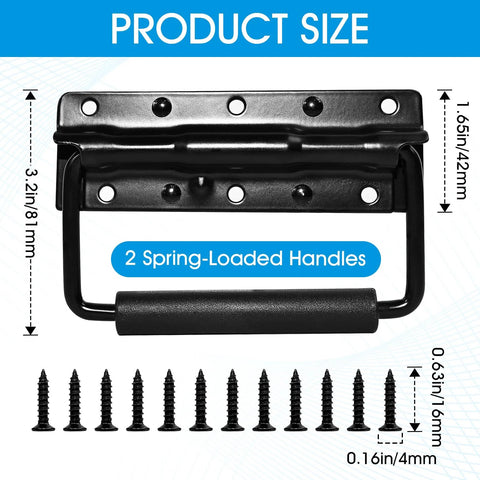Two Pack Heavy Duty Spring Loaded Surface Mount Handles For Tool Boxes Chests Cabinets Cases And Speakers with screws