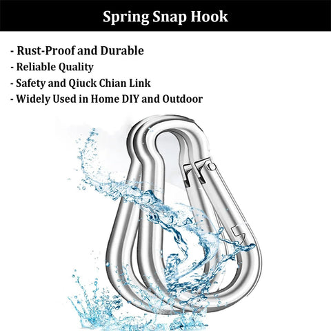 Pack Of 50 Two Inch Safety Spring Snap Hooks Carabiner Clips M5 3/16 Inch Quick Link For Camping Hiking Outdoor Use Heavy Duty Steel