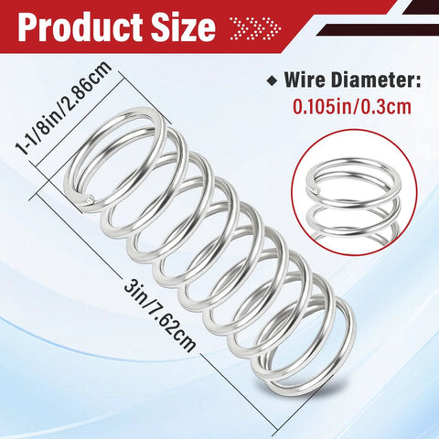 Six Pack 9734 Compression Spring Set in Spring Steel, 0.105 Inch Wire Diameter, 1-1/8 Inch Outer Diameter, 3 Inch Free Length