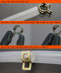 Installation of Durable 65Mn spring steel silicone vacuum hose clamps kit with 160 pieces in 6-10 mm sizes on a clear tube
