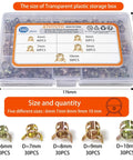 Durable 65Mn spring steel silicone vacuum hose clamps kit with 160 pieces in 6-10 mm sizes in a plastic case, front view