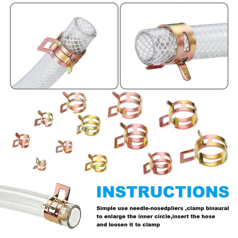 260 Piece 6 To 25mm Fuel Line Hose Spring Clip Clamps Set In 12 Sizes Durable 65Mn Spring Steel Vacuum Hose Pipe Clips