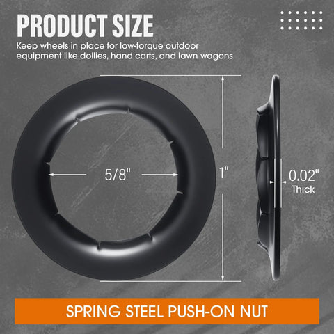 8 Pack Push On Dolly Wheel Lock Washers Fits Five Eighths Dolly Axle Rods Spring Steel Oiled Phosphate Finish Black Durable