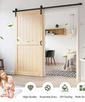 40x84 Inch Sliding Barn Wood Door Slab With 7Ft Hardware Kit In Spruce Solid Wood for interior doorway with clear wood grain