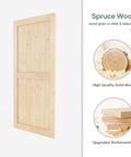 40x84 Inch Sliding Barn Wood Door Slab With 7Ft Hardware Kit In Spruce Solid Wood For Durable Construction, Clear Wood Grain