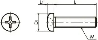 Diagram of ✝️ SPS-M2-12-P NBK Plastic Screw - Cross Recessed Pan Head Machine Screws dimensions with measurements indicated.