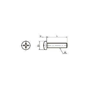 Technical diagram of ✝️SPS-M2-8-P NBK Plastic Screw - Cross Recessed Pan Head Machine Screws - PPS 20-Pack Screws - Made in Japan