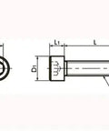 Technical drawing of ✝️ SPS-M4-8-C NBK Plastic Screw - Socket Head Cap Screws - PPS 20-Pack Screws - Made in Japan