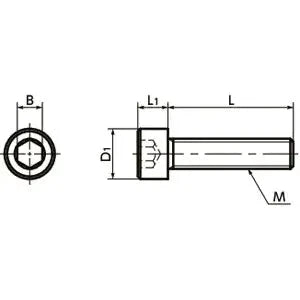 Technical diagram of ✝️ SPV-M5-15-C NBK Plastic Screw - Socket Head Cap Screws - PVDF - Made in Japan showing dimensions.