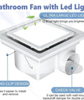 Quiet Bathroom Exhaust Fan With Light 112 CFM 1.0 Sones 6000K LED Panel Square 9.6 Inch 12W Lighting For Shower Bathroom Office Home 4 Inch Duct 110V Ceiling Mount