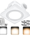 Quiet Square Bathroom Vent Fan With Light, 110 CFM, Adjustable LED Lighting 3000K 4500K 6500K, Ultra Low Noise 1.0 Sones