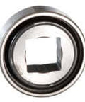 Front view of Link-Belt Rexnord 20SBG2209E3 10414619 one and a quarter inch square bore ball bearing with cylindrical outer diameter.