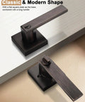 Two Pack Square Keyed Alike Entry Door Levers In Oil Rubbed Bronze, Heavy Duty Zinc Alloy Hardware For Exterior And Interior Doors