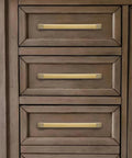 Square Brushed Gold Cabinet Pulls 2 Pack 6 Inch Center To Center Heavy Duty Zinc Alloy Handles installed on wooden drawers