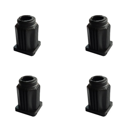 Four 38mm Square Caster Socket Sleeves For 25x25mm Square Tubing Durable Plastic Caster Socket Inserts With Inside Stem Black Lightweight
