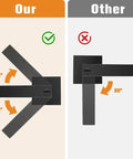 Diagram comparing Heavy Duty Flat Black Door Handles Square Privacy Interior Levers For Bedrooms And Bathrooms Keyless Lockset 10 Pack.
