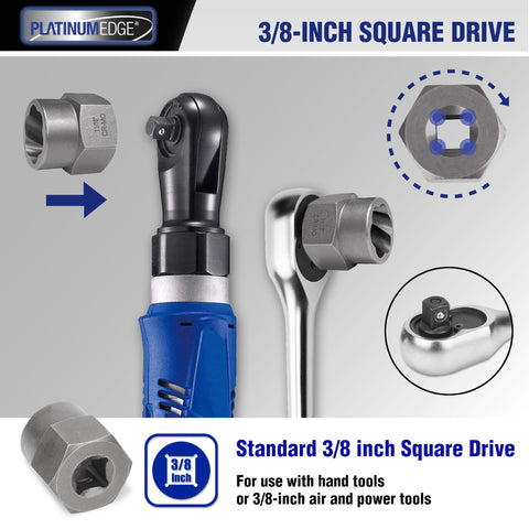 Impact Bolt And Nut Remover Set, 13 Pieces, Stripped Bolt Extractor Kit on 3/8-inch square drive ratchet in use.