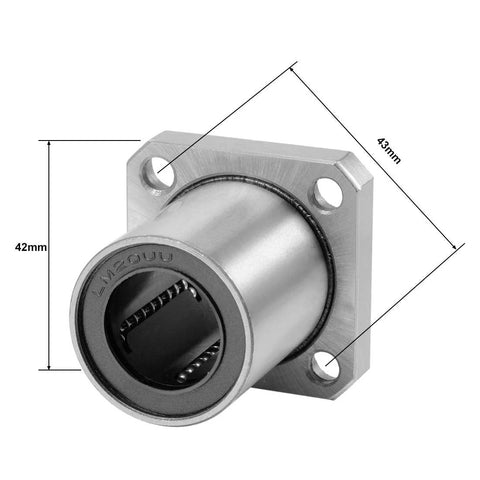 Smooth, precise linear movement with a pair of square flange bearings featuring a 20mm bore, 32mm OD, 42mm length; sealed on both sides for longevity.