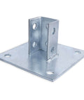 Two Pack Post Base Square Mount With Four Holes For One And Five Eighths Inch Single Strut Channel Galvanized Steel Heavy Duty Channel Support For Secure Installations