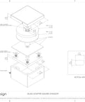 Technical diagram of Heavy Duty Satin Stainless Steel Glass Clamp Standoffs Inline Design 2 Inch For 3/8 1/2 9/16 Inch Glass Thickness Pack Of 2