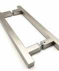 Square Ladder Pull Back to Back Handle for Frameless Shower Doors Brushed Nickel 304 Stainless Steel H Shape Tube 6 Inch Center to Center