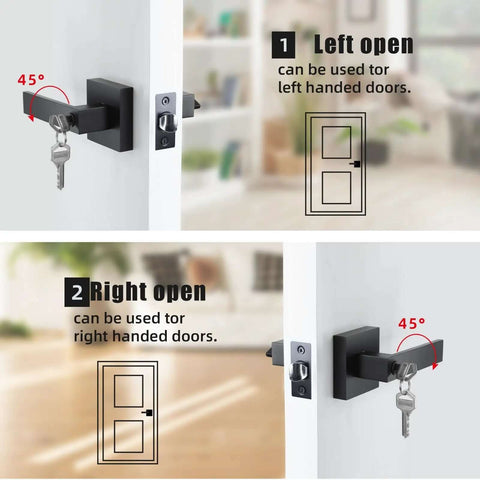 Entry Door Lock Set With Square Door Lever For Bedroom And Privacy, Heavy Duty Interior Exterior Door Knob, ANSI Grade 3, Matte Black option