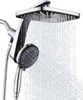 High Pressure Rain Shower Head With Magnetic Detachable Handheld Combo, Fixed Showerhead And 10 Sprays, water flowing
