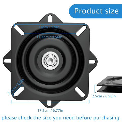 Two Piece 7 Inch Heavy Duty Bar Stool Rotating Plate Replacement, 360 Degree Square Rotating Mechanism For Lounge Chairs And Furniture
