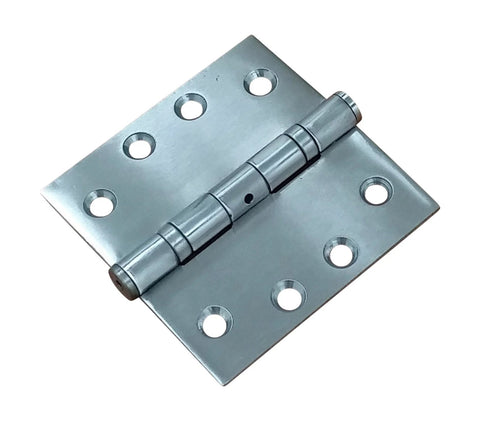 Square Ball Bearing Commercial Door Hinges for High-Traffic Entrances, 4 Inch Heavy-Duty Steel with Non-Removable Pin, Stainless Steel Finish