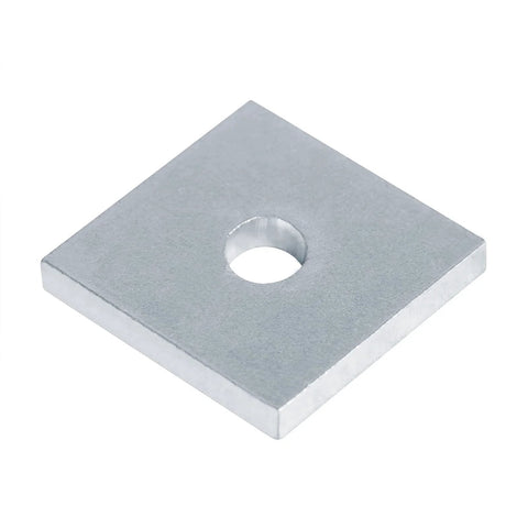 Twenty Pack Square Strut Washer Plates for one and five eighths inch strut channel with five sixteenths inch bolt hole, single plate view