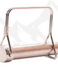 Nickel-plated shaft locking pin from Beefy 5/8 Inch Square Trailer Pin Set, 3 Inch Long, Six Pack Of Lock Pins For Trailer Hitches.