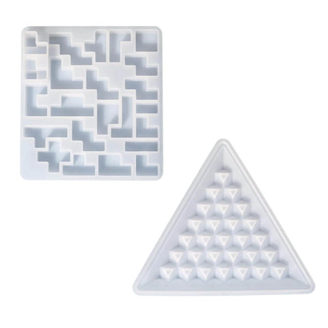 Pyramid Resin Puzzle Molds 2 Pack Silicone Mold For Epoxy Resin Casting And DIY Crafts Durable Flexible Puzzle Silicone Molds