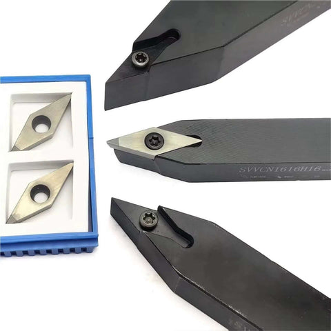 External Square Turning Tool Holder Set For CNC Lathe With 16mm 20mm And 25mm Sizes Includes Five VCGW 1604 PCD CBN Carbide Inserts